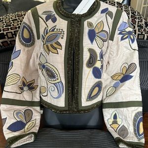 NWT $ 698 Veronica Beard BENICIA EMBROIDERED JACKET, Size 6, Silk Botanical